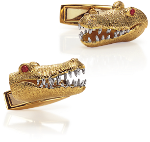 Cellini Jewelers Crocodile Cufflinks Crocodile Head - Cellini Jewelers (330x390), Png Download