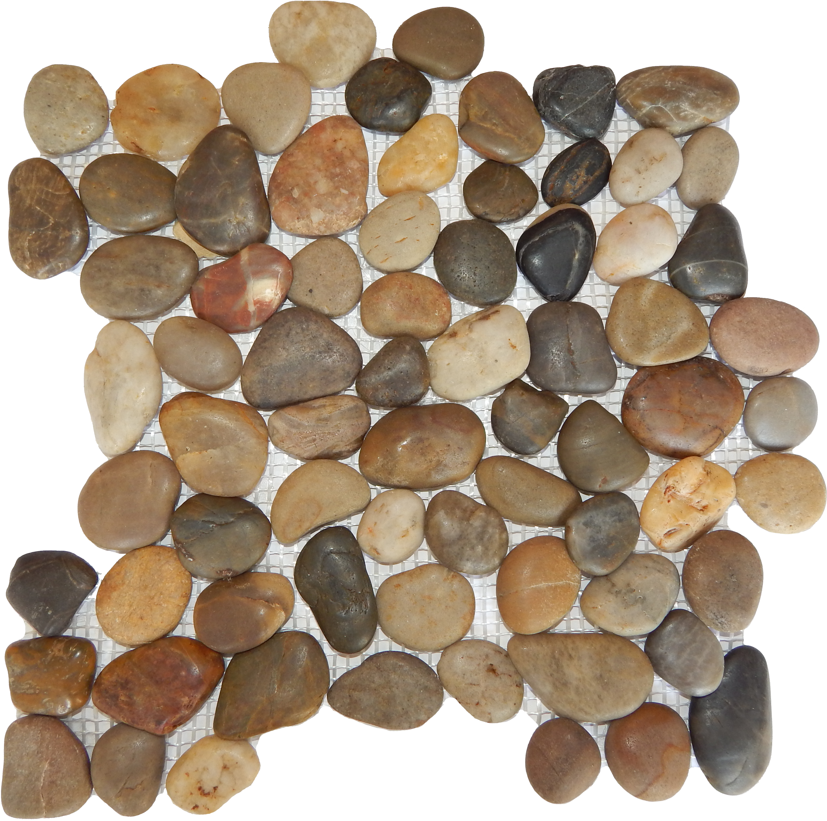 Mixed Rounded Polished Pebble Mosaic - Polished Mixed Color Pebble Mesh Interlocking 12x12 (3400x3400), Png Download
