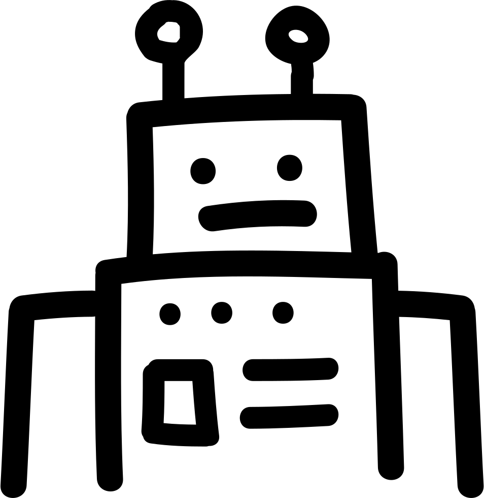 Robot Hand Drawn Outline Svg Png Icon Free Download - Robot Outline Png (954x980), Png Download