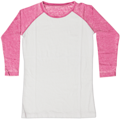 Picture Of Burnout White/pink Baseball Shirt - Shirt (415x415), Png Download