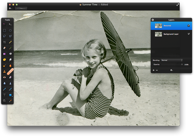 Click To Select The Repair Tool And Paint The Area - Henzo Vintage Gallery 5 Photos Wood White Frame 8120802 (660x462), Png Download