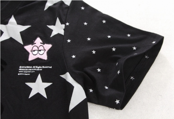 Stay Real Patrick Star Fish Crewneck T-shirt - Orange And Blue Xc Colours (600x600), Png Download