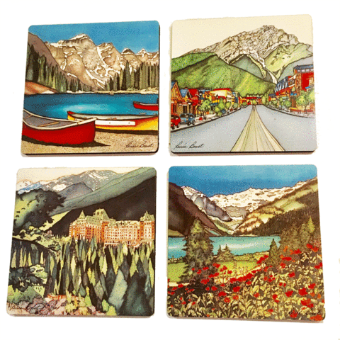 Coasters - Banff - Canoe On The Lake Mugs (480x480), Png Download