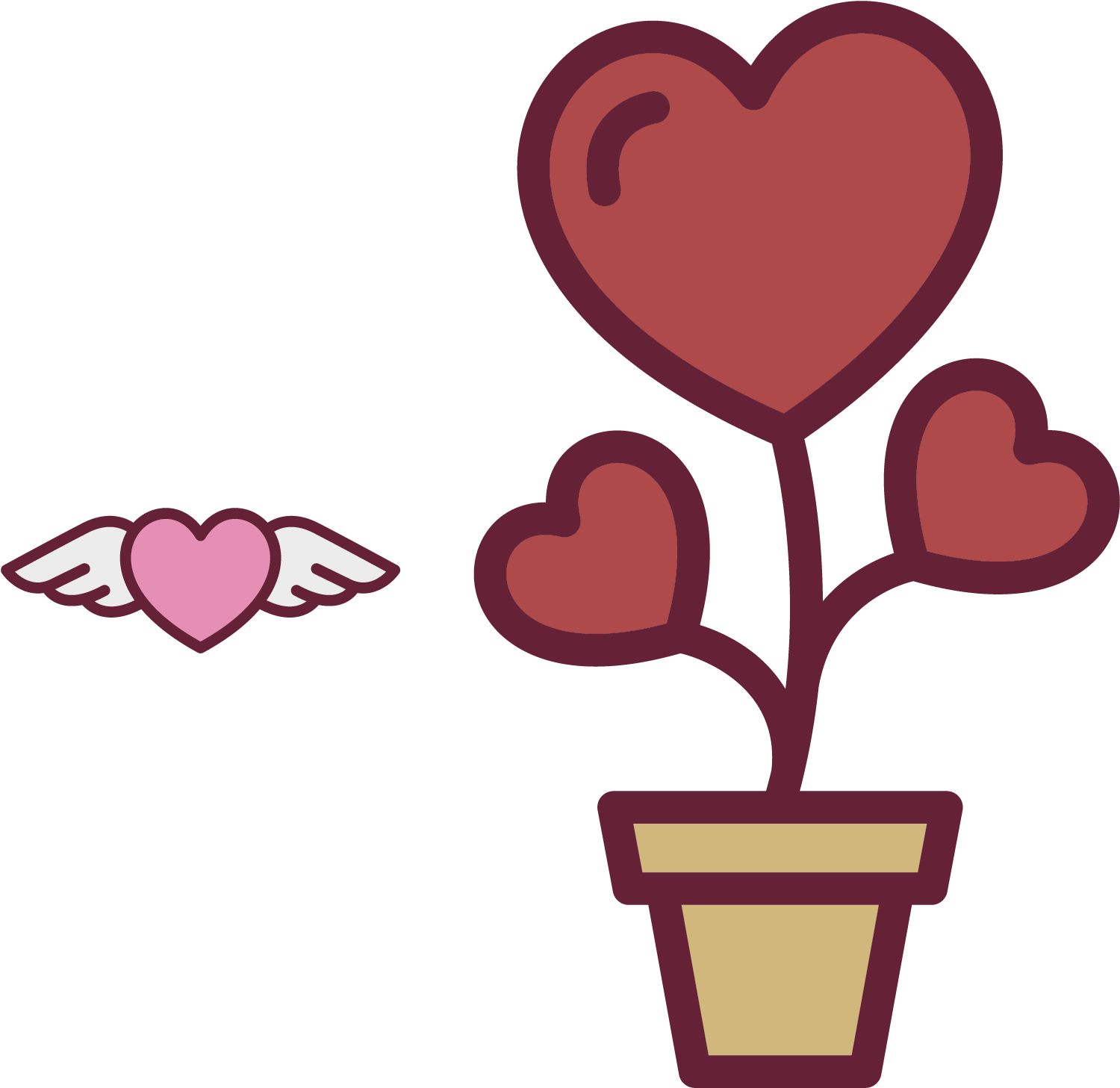 Heart Flower Icon - Vaso Com Flor E Coração Png (1500x1457), Png Download