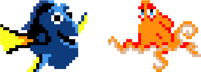 Dory And Hank - Finding Nemo Dori Beaded Kandi Perler Art Necklace (770x320), Png Download