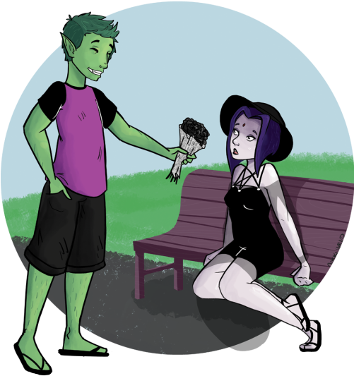Beastboy And Raven Love Story - Love Story (500x750), Png Download