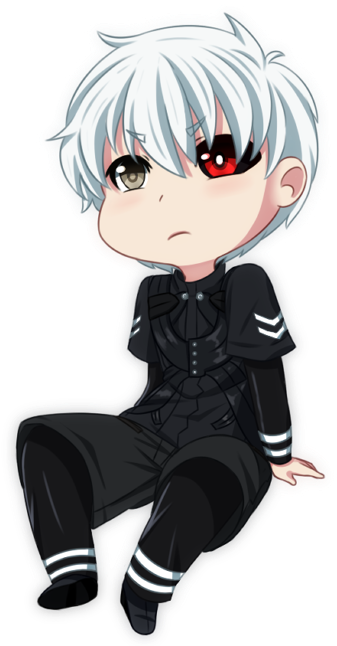 Clip Black And White Download Kaneki Transparent Little - Kaneki Ken Chibi Png (399x654), Png Download