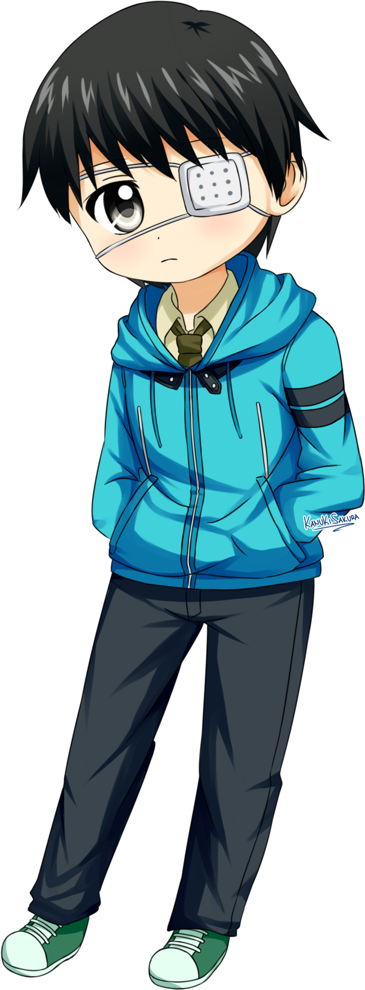 Kaneki Ken By Kyoukouo On - Kaneki Ken Black Hair Chibi (900x1974), Png Download