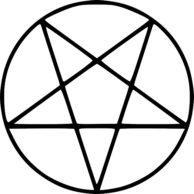 Outline, Figure, Five, Pentagram, Tattoo, Geometric - Pentagram Satan (640x639), Png Download