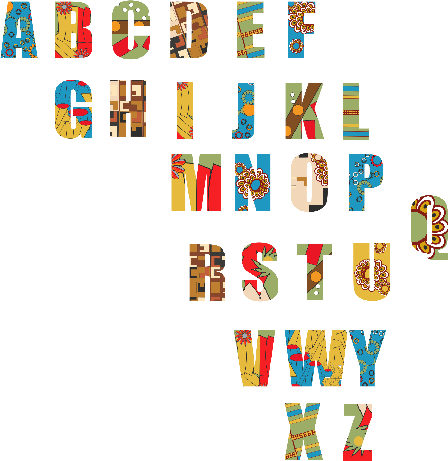 African Ethnic Abstract Alphabet Icons Png - Alphabet Icon Png (2175x2400), Png Download