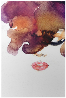 Woman Portrait - Art Print: Ismagilova's Woman Portrait .abstract Watercolor (400x400), Png Download