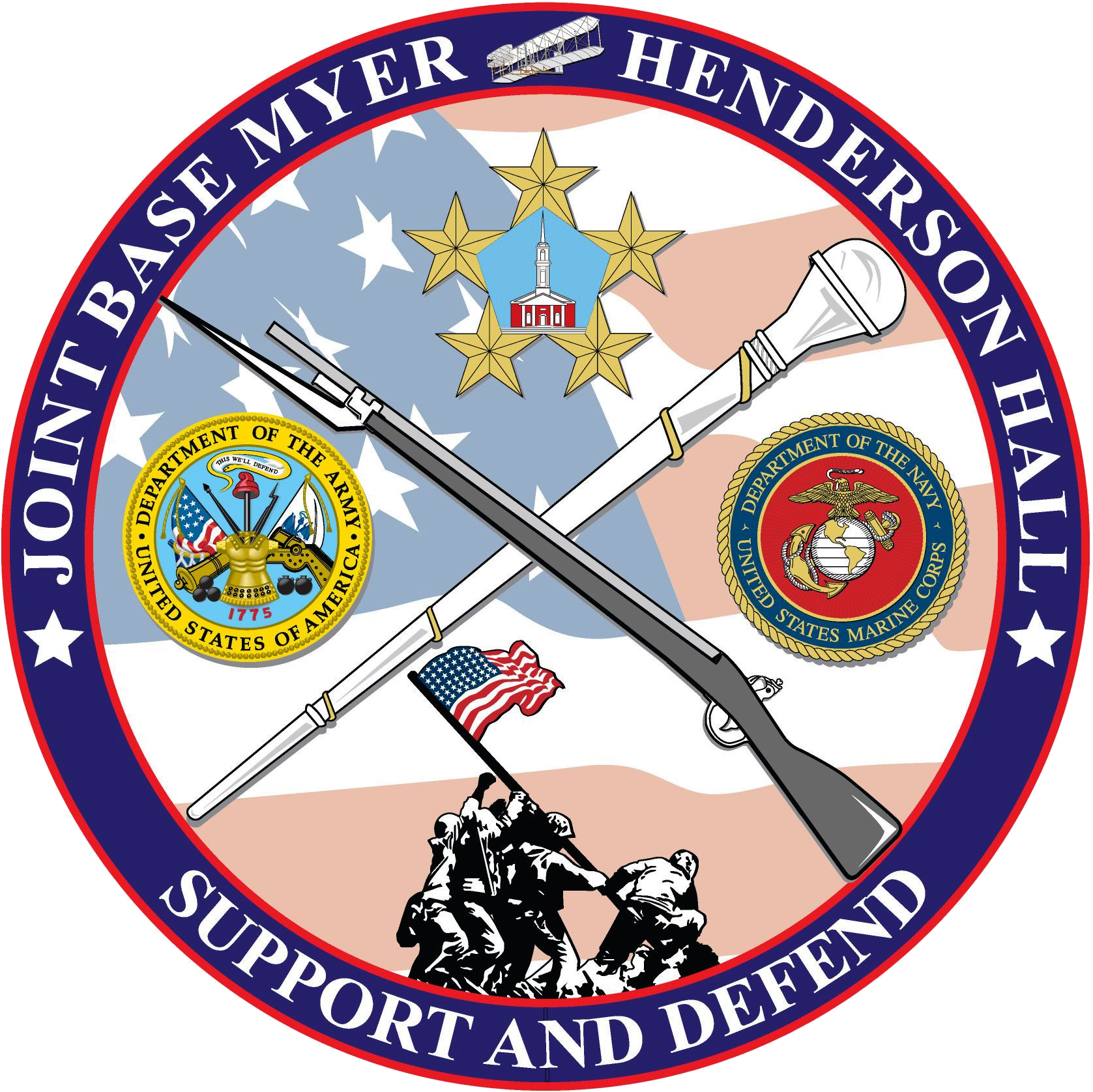 Joint Base Myer-henderson Hall Seal - Joint Base Myer Henderson Hall (1677x1676), Png Download