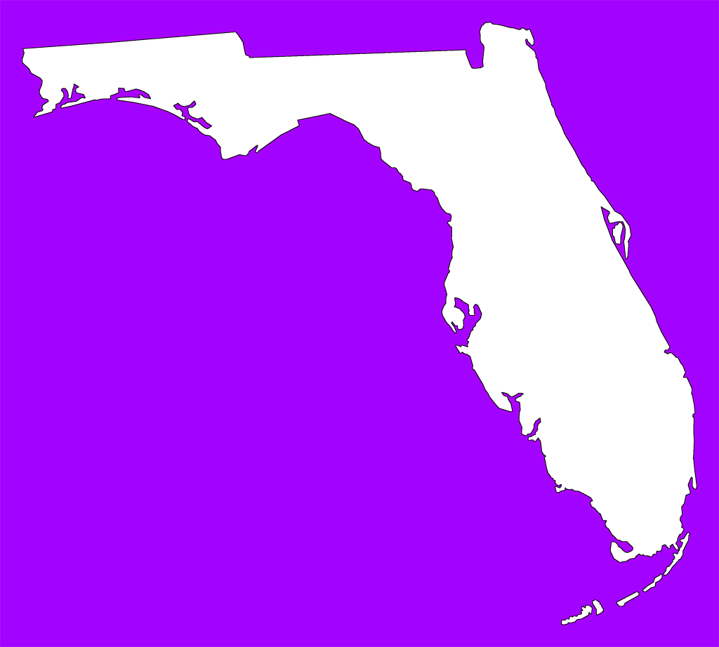 A Plain Frame Map Of Florida - Florida Png (1024x922), Png Download