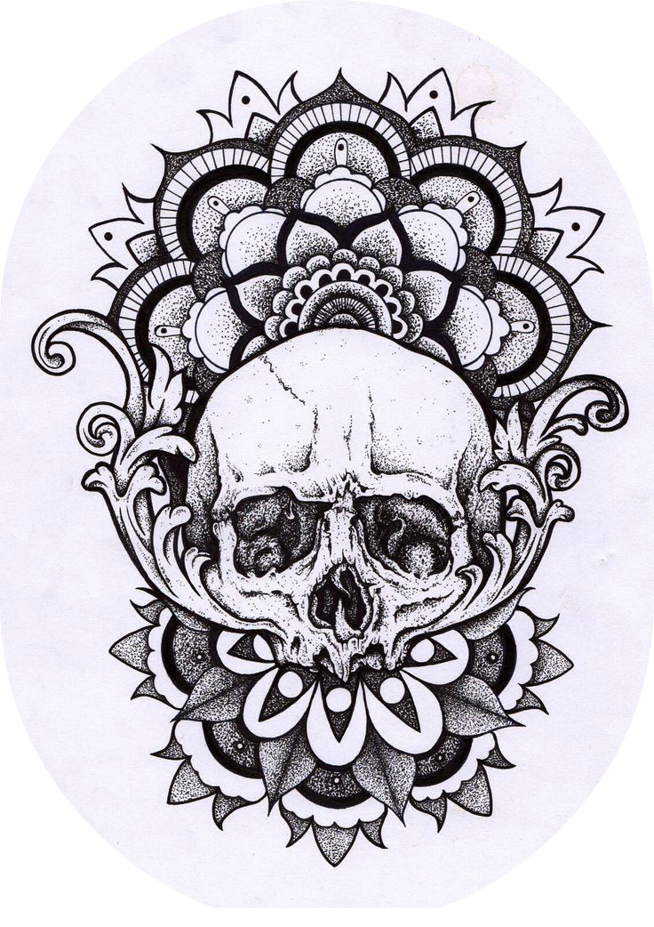 Purple Art Frame - Skull Mandala (736x1042), Png Download