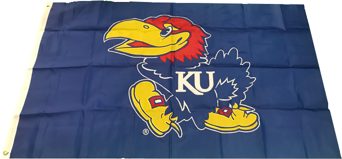 Kansas Jayhawks Jayhawk Flag - College Flags And Banners Co. Ku Jayhawks Nylon Outdoor (720x540), Png Download