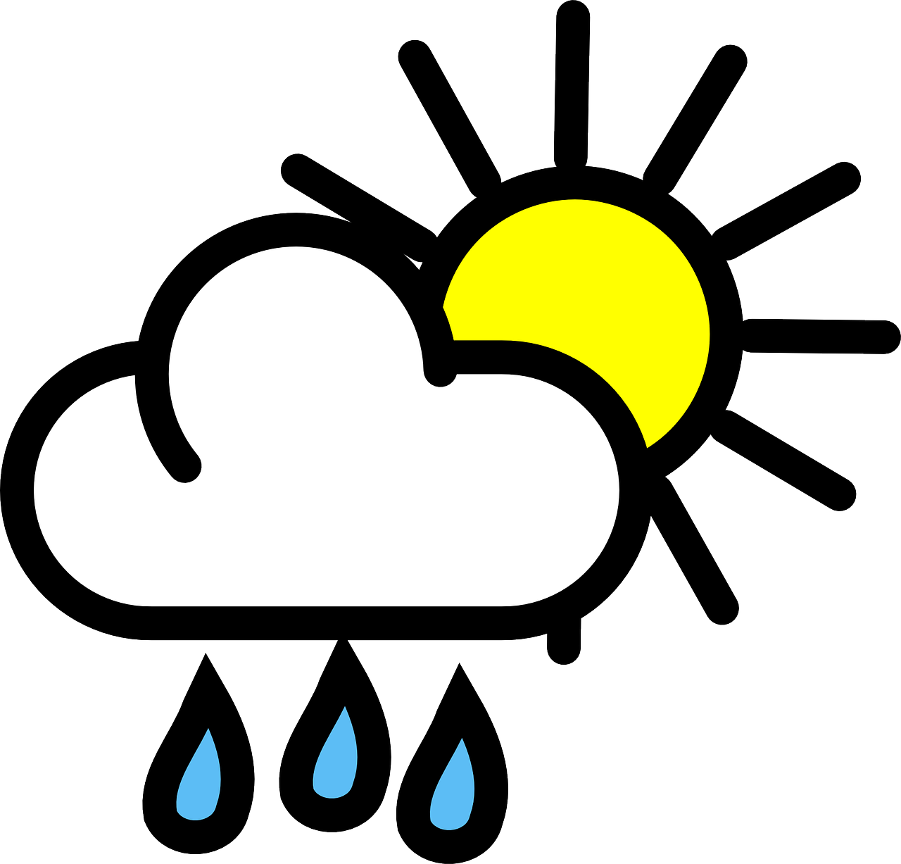 Symbolising A Weather Condition Like Showers And Sunny - Weather Clipart (799x766), Png Download