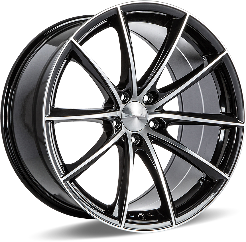 Convex D704 Black With Machined Face - Black And Silver Alloy Wheels (960x960), Png Download