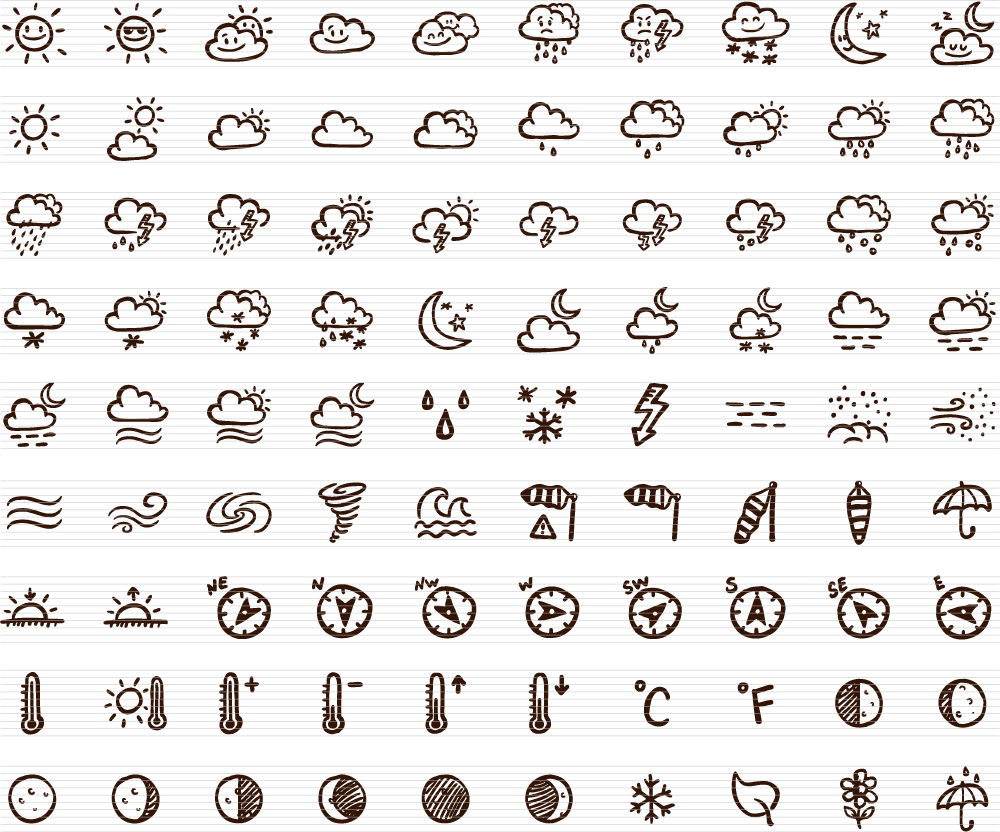 Features Weather Doodle Icons Full Size Png Download Seekpng