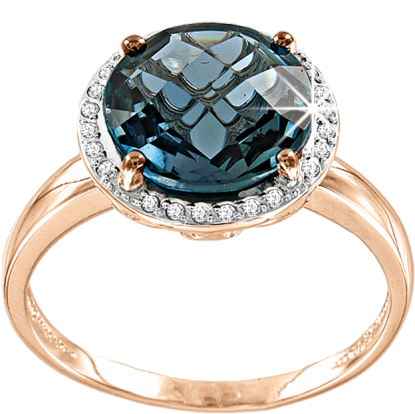 Ladys Ring In Red Gold 585 With Diamonds And London - Rotgold 585 Damenring Mit Brillanten, London Topas (665x665), Png Download