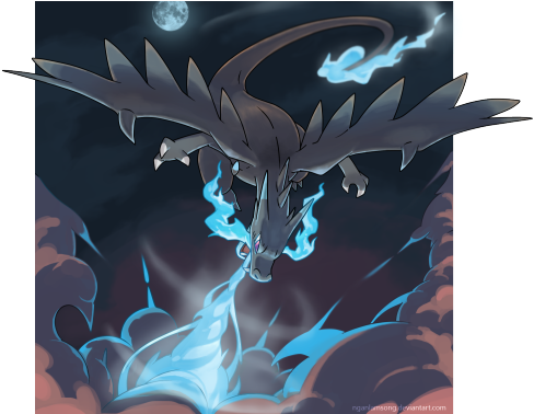 Mega Charizard X - Mega Charizard X Fanart (500x377), Png Download