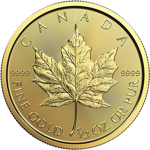 1/2 Oz Gold Coin - Canadian Gold Maple Leaf (600x600), Png Download
