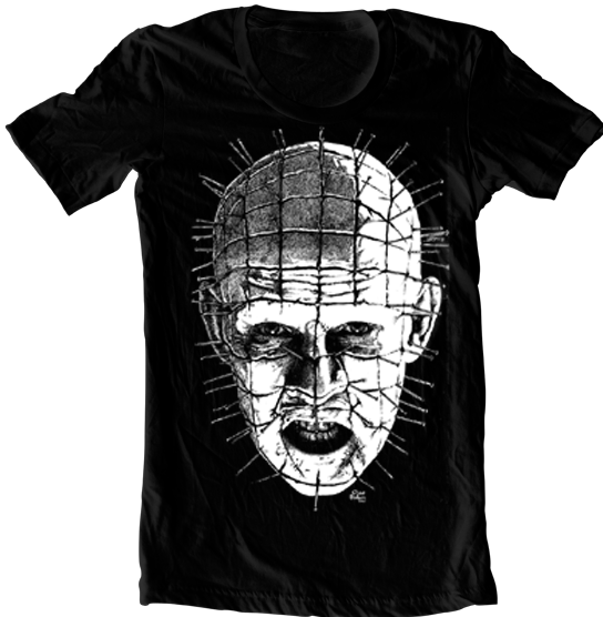 Pinhead Hellraiser T-shirt - Black Shirt With Design (544x556), Png Download
