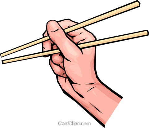 Hands With Chopsticks Royalty Free Vector Clip Art - Chopstick Clipart Black And White (480x413), Png Download