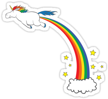 Rainbow Unicorn Fart Stickers And Tshirts Now Available - Rainbow Fart (375x360), Png Download
