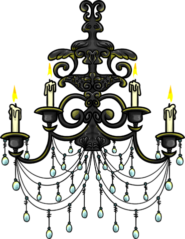 Iron Chandelier Sprite 002 - Club Penguin Estate Igloo (371x479), Png Download