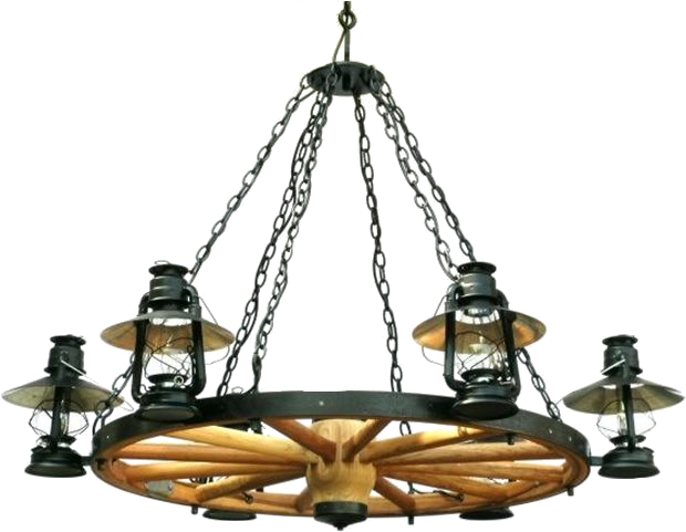 The 48" Wood Hub Wagon Wheel Chandelieris An Amazing - Chandelier (657x500), Png Download