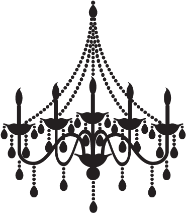 White Chandelier Silhouette Png Download - Chandelier Black And White Png (451x451), Png Download