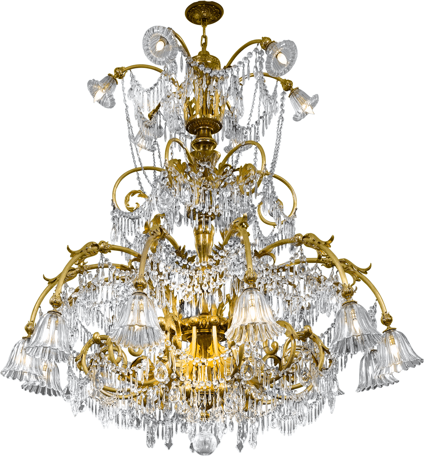 Antique Chandeliers Baccarat Art - Baccarat Golden Chandelier (1750x1750), Png Download
