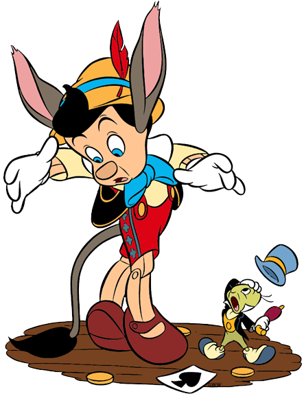 Free Pinocchio Disney Donkey - Jiminy Cricket Disney Clipart (443x577), Png Download