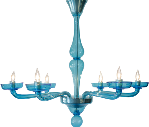 Cerulean Blue Murano Glass Chandelier - Murano Glass (600x500), Png Download