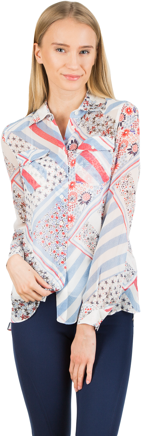 Shirt Gigi Hadid Silk-1 - Blouse Ls (1200x1820), Png Download