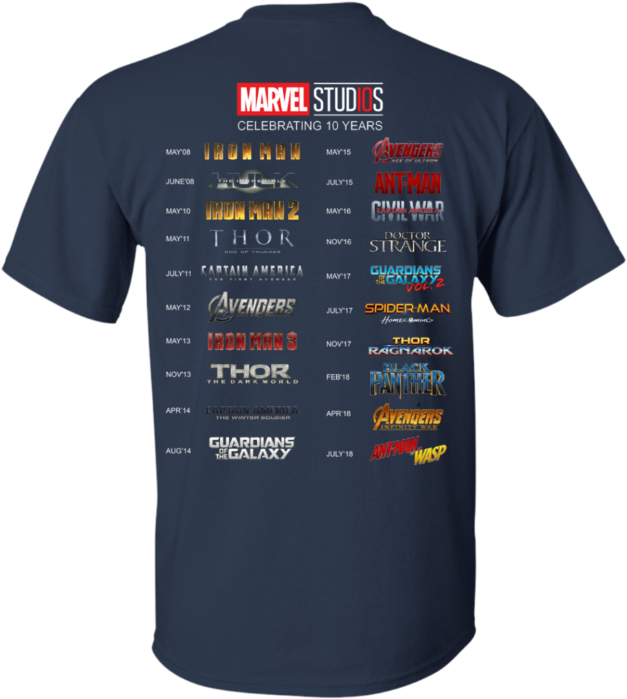 Marvel Studios Ten Years Marvel Universal - T-shirt (1024x1024), Png Download