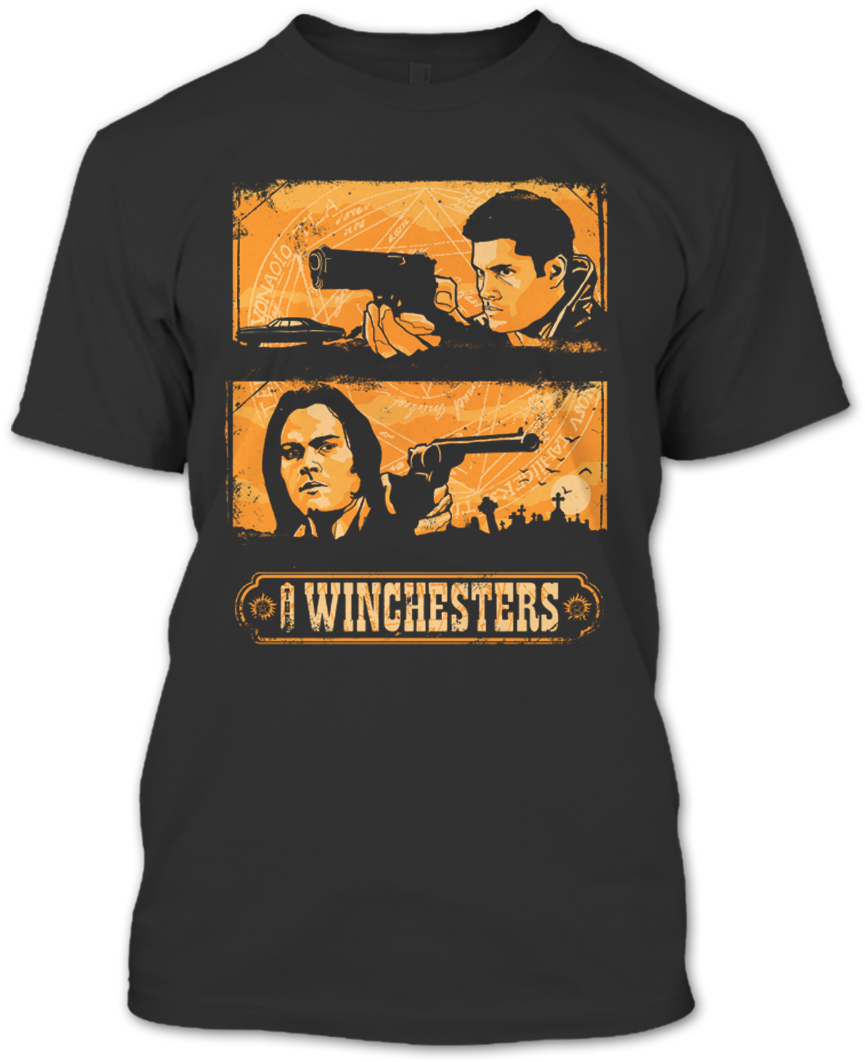 A Black T-shirt With The Shopify Logo - Winchesters Tote Bag - 16" X 16" (1080x1080), Png Download