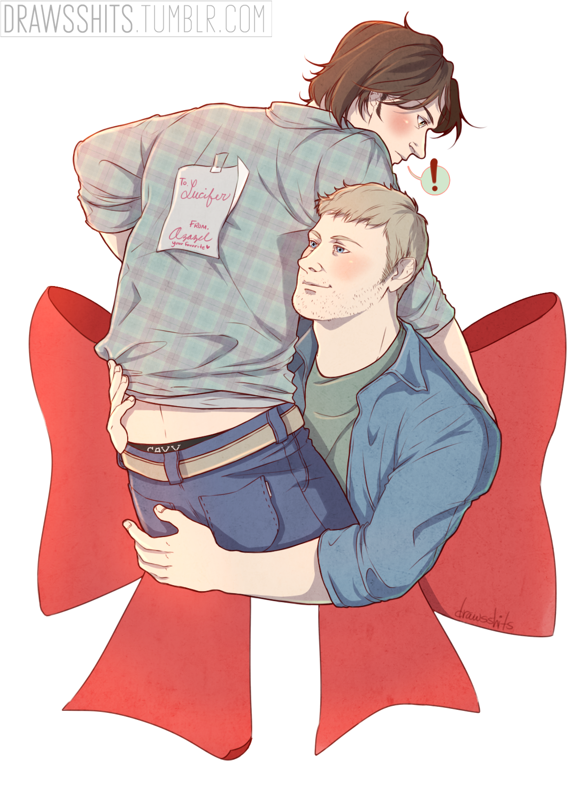 Lucifer Got A Good X-mas Gift This Year - Sam Winchester And Lucifer Cute Love Cartoons (1200x1600), Png Download