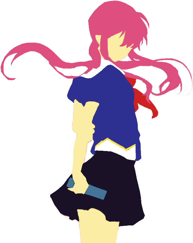 Black And White Yuno Gasai (700x800), Png Download