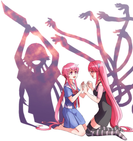 Srbb0043 Future Diary Mirai Nikki Elfen Lied Lucy Yuno - Yuno Gasai Good And Bad (500x500), Png Download