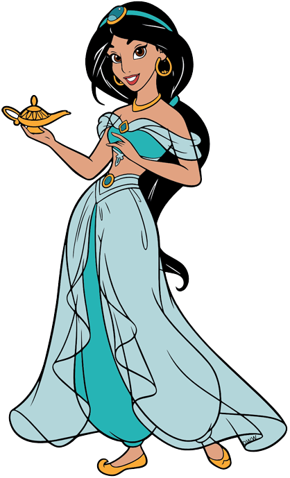 Jasmine Clipart Magic Carpet - Princess Jasmine With Lamp (418x689), Png Download
