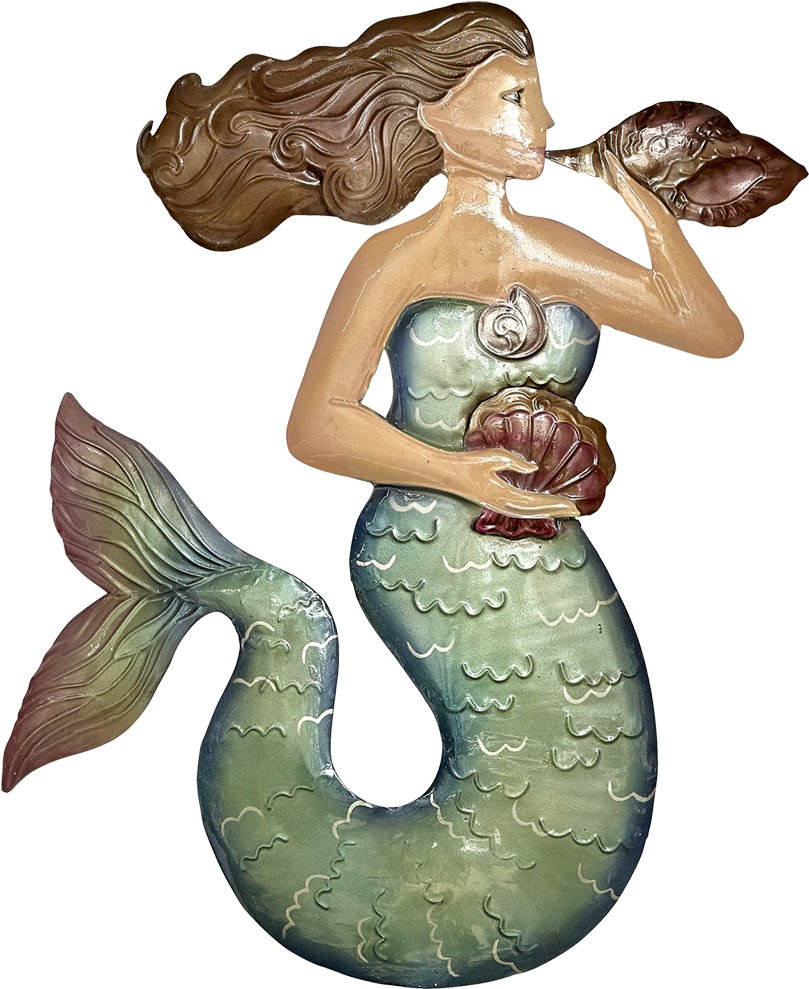 Metal And Capiz Mermaid Wall Decor 13" (942x1100), Png Download