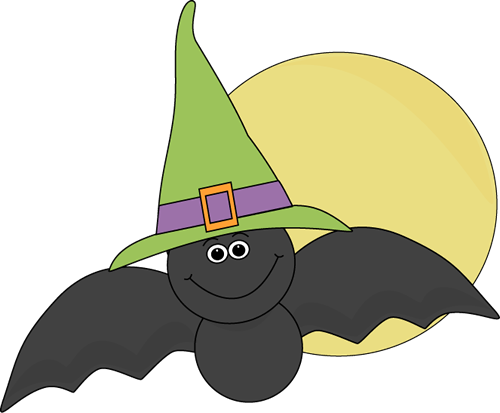 Halloween Bat And Full Moon - Halloween Bat Clip Art (500x413), Png Download