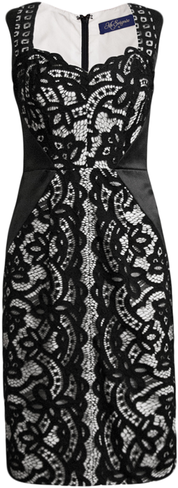 Lea Black And White Lace Dress - Dress (685x1024), Png Download