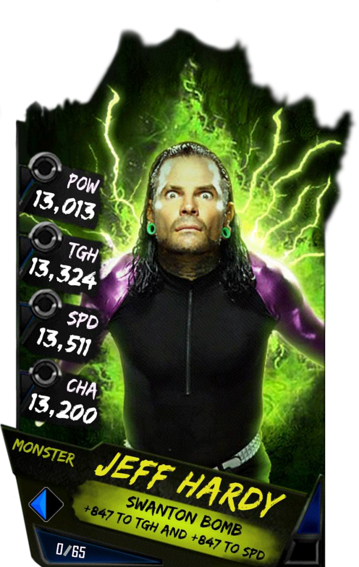 Supercard Jeffhardy S3 14 Wrestlemania33 Ringdom Supercard - Wwe Supercard Monster Cards (733x1158), Png Download