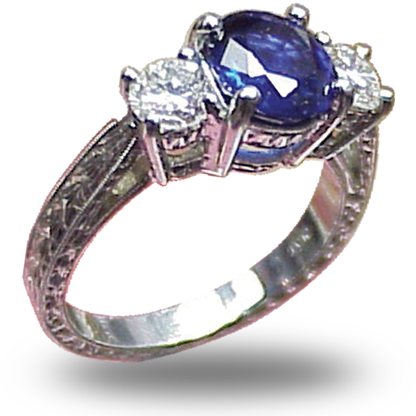 Blue Sapphire - Blue Stone Ring Png (600x600), Png Download