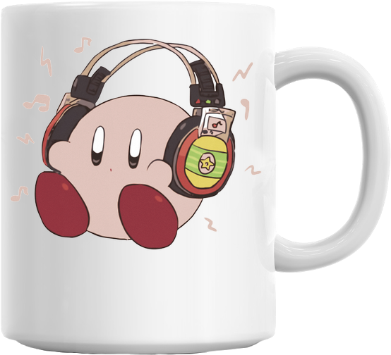 Sound Test Headphones Mug Cute Kirby (629x579), Png Download