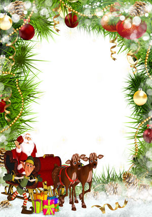 Christmas Frame Png One With Bell And Ball - Free Christmas Transparent Background Clipart (300x429), Png Download