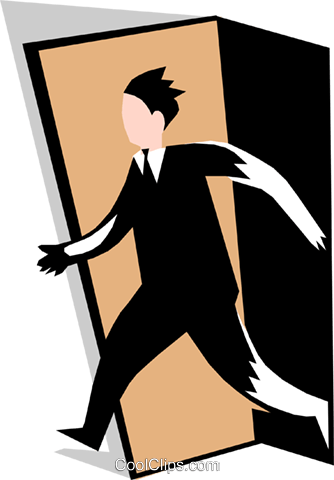 Man Walking Through Door - Walk Through Clip Art (334x480), Png Download