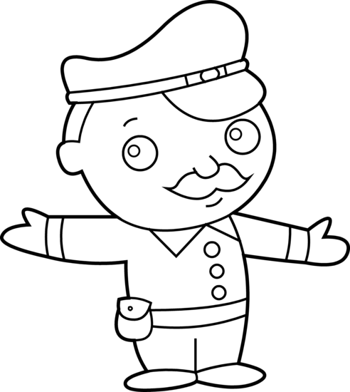 Little Policeman Coloring Page - Policeman Clipart Black And White (492x550), Png Download